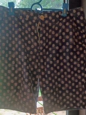 Vince navy and cream patterned waistband trousers